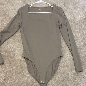NWOT GAP Square Neck Long Sleeve Bodysuit in Brown